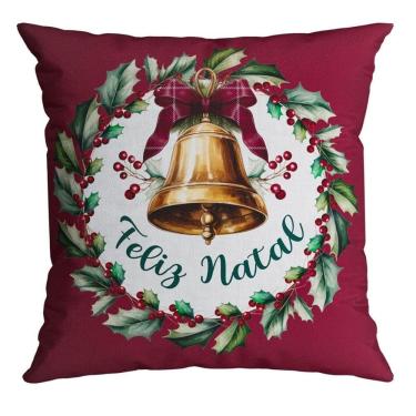 Imagem de Almofada Natalina Sinos De Natal 445509 43X43Cm Belchior