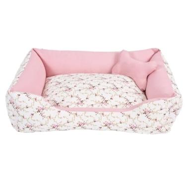 Imagem de cama pet caminha cachorro medio 60 X50 ziper removivel siliconizada fundo impermeavdel (FLORAL ROSE)