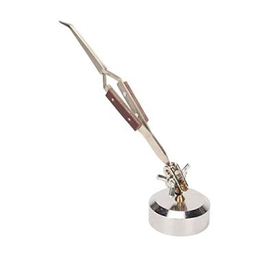 Imagem de Pinças de terceira mão com rotação de 360 graus, ponta curvada, trava, joia de solda, solda com base de material de aço inoxidável para joalheiros relojoeiros