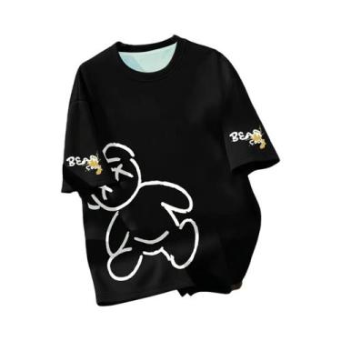 Imagem de Camiseta Masculina De Verão Com Gola Redonda, Respirável, Com Estampa 