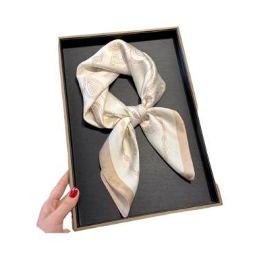 Imagem de Lenço De Seda Feminino 70x70cm Com Estampa Paisley, Xale Quadrado De L