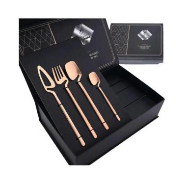 Imagem de Conjunto De Talheres De Aço Inoxidável Preto Fosco Com 32 Peças, Faca,