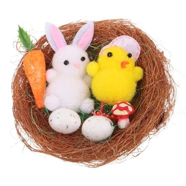 Imagem de NOLITOY Easter Nest Decor with Simulated Chicks Bunny Carrot Mini Eggs Mushroom, Basket Fillers for Diy Crafts, Easter Table Centerpiece Decorations for Home Party