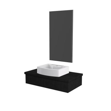 Imagem de Conjunto Bancada C-cuba Aria 41 E Espelheira Metrópole 801 Nogal Preto ônix