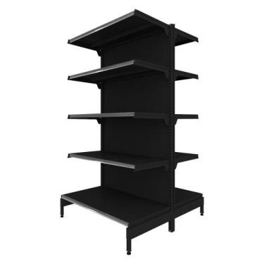 Imagem de Gôndola Prateleira Preta 5 Níveis 40x30 New Plus 1,70 Central Inicial 