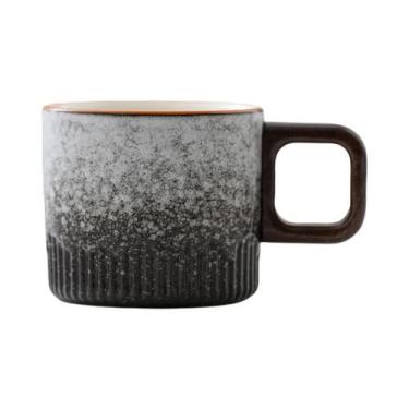 Imagem de Copo De Café Cerâmico Vintage De 60ml Com Cabo De Madeira, Copo De Chá