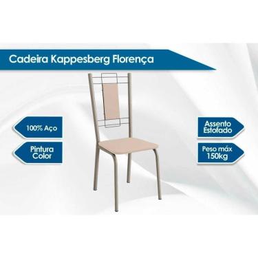 Imagem de Conjunto: Mesa Sala Jantar Volga C- Tampo De Vidro 95cm E 4 Cadeiras Lisboa Niquel - Courano Branco - Kappesberg
