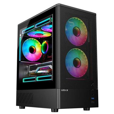 Imagem de Gabinete Gamer Hyrax Tower HGB205, Mini Tower, M-atx Frontal Em Malha De Aço, - HGB205B-Unissex