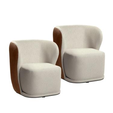 Imagem de Kit 2 Poltronas Cork com Manta Acrilica Movellu Home