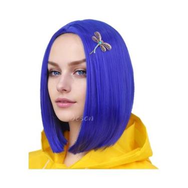 Imagem de Peruca Bob Azul Escuro Para Mulheres E Meninas, Cabelo Sintético Color