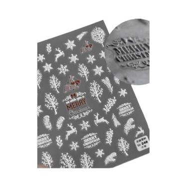 Imagem de Adesivos De Unha De Natal Com Floco De Neve Rosa, Decalques De Unha 5D