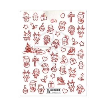 Imagem de Adesivos De Unha De Natal Com Floco De Neve Rosa, Decalques De Unha 5D