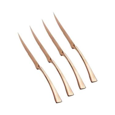 Imagem de Conjunto De Facas De Jantar Em Aço Inoxidável Dourado E Prateado 4 Peç