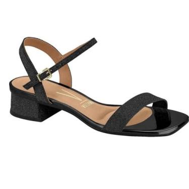 Imagem de Sandália Feminina Vizzano Salto Bloco Glitter Festa Original -, Preto,