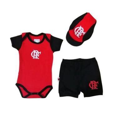 Imagem de Kit Conjunto Flamengo Body Shorts e Boné Oficial - Revedor, Vermelho, 