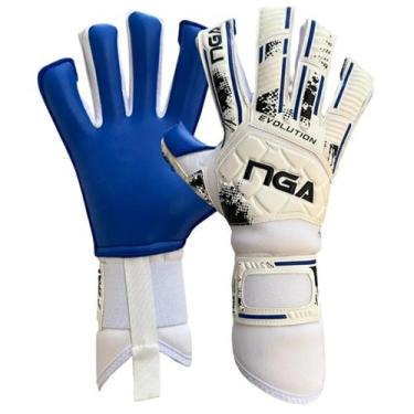 Imagem de Luva de Goleiro NGA Soccer Evolution, Branco, Azul, 9