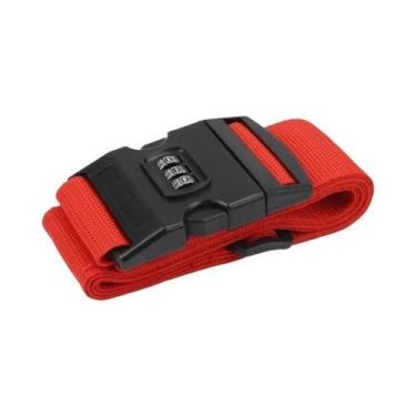 Imagem de Cinta De Bagagem Ajustável Com Cadeado De Senha Antifurto Para Malas -