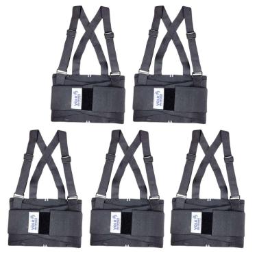 Imagem de Kit 5 Cinta Ergonômica Abdominal Black Belt Reflex Com Faixa Refletiva EPI Proteção Lombar Volk