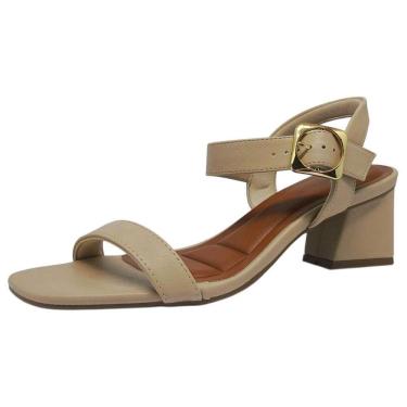 Imagem de Sandalia Feminina Conforto Elegante Salto Medio Bloco Bebece