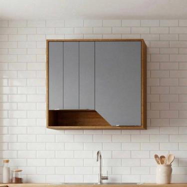 Imagem de Armário Aéreo Cozinha 80 Cm Celeste 2 Portas 100% Mdf Cinamomo/Platina - Mgm Móveis