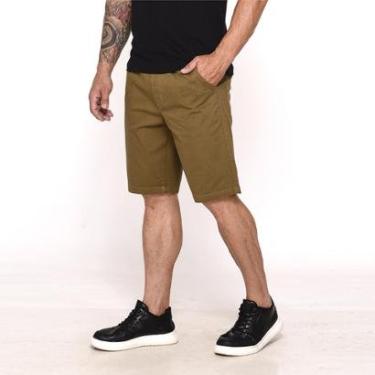 Imagem de Bermuda Masculina Sarja Cós Elástico Casual Confortável Estilo Urbano-Masculino