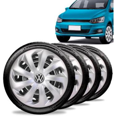 Imagem de Jogo 4 Calota Velox Aro 14 Prata Vw Fox Gol Saveiro Polo Up - Elitte