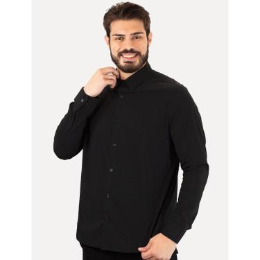 Imagem de Camisa Calvin Klein Masculina Slim Essential Basic Logo Preta-Masculino