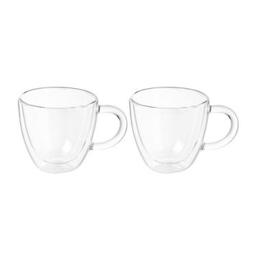Imagem de Conjunto 2 Xicaras com Alça Vidro Duplo 90ml Cafe Cha - VH4061, 90 ml,