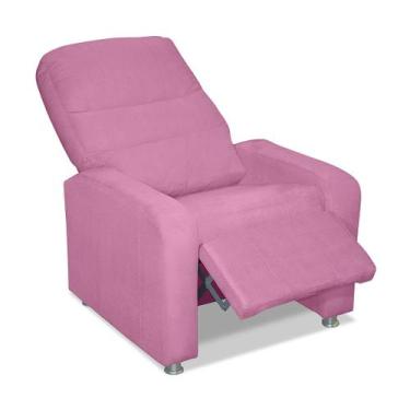 Imagem de Poltrona Do Papai Reclinável Confortável Suede Rosê Mecanismo Manual -