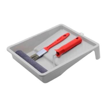 Imagem de Kit Pintura Rolo 15 Cm Espuma Bandeja Pincel 1 Roma