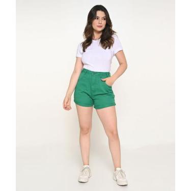 Imagem de Shorts Feminino Sarja Mom Verde Razon Jeans, 46, Verde
