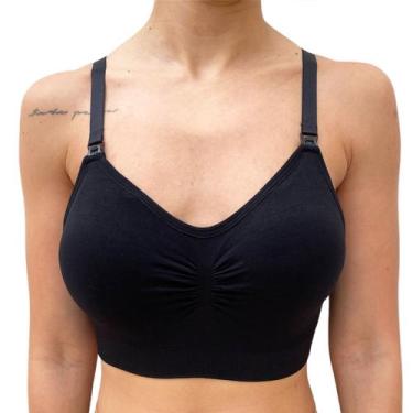 Imagem de Sutia Amamentação Reforçado Lingerie Roupa Maternidade Bojo COR:PRETOT