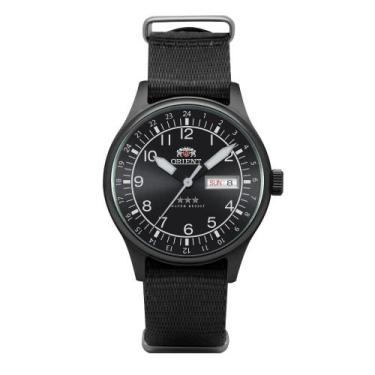 Imagem de Relógio Orient Automático 3 Estrelas Preto Nylon Exclusivo, Preto
