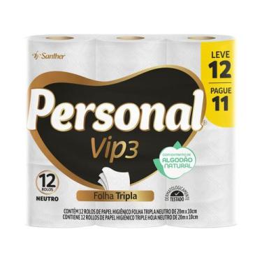 Imagem de Papel Higiênico Personal Vip Folha Tripla Neutro 20m 12un, 12