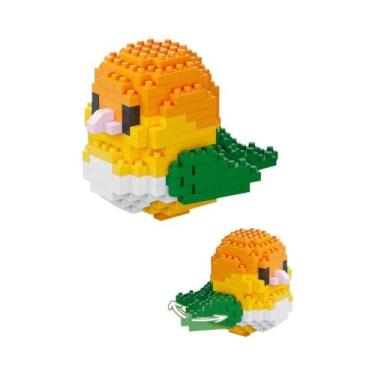 Imagem de Blocos De Montar Micro Mini Papagaio Colorido: Modelo 3D De Tijolos Pa