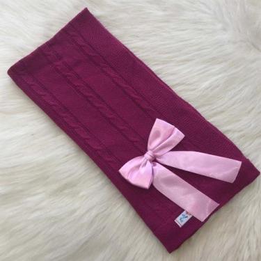 Imagem de Manta Bebe Trico Laço Removível Trança Maternidade Tricot - Mimo da Ce