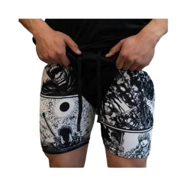 Imagem de Shorts De Treino Esportivos Masculinos plus Size Y2K Anime Maniac Para
