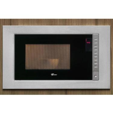 Imagem de Micro-ondas Embutir Fischer Fit Line 25L 800W com Trava de Segurança e Painel Inox Cinza 220V
