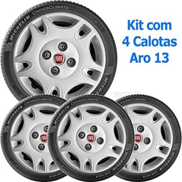 Imagem de Kit 4 Calota FIAT PALIO UNO MILLE SIENA Aro 13 Emblema 050cb