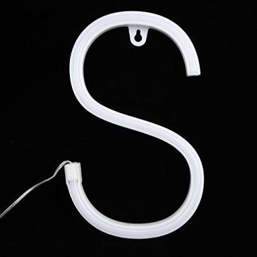 Imagem de Presente de Dia dos Namorados Decoração de Parede em Forma de S Placa de Baixo Consumo de Energia Luz Decorativa de Parede Neon (Rosa, Multicolorida) Letra Neon Light, para Festa de Natal (Cor)