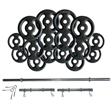 Imagem de Kit Fitness 40kg Anilhas + 2 Barras 40cm + Barra 150cm