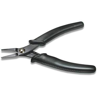 Imagem de The Beadsmith Hi-Tech Flat Nose Pliers, inches (140mm) with high carbon steel head, black comfort grip handle with spring, tool for jewelry making, electronics or micro mechanics
