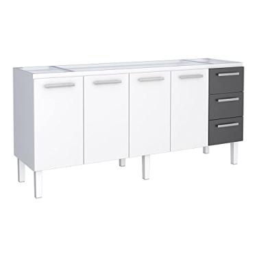 Imagem de Gabinete Armário de Cozinha Para Pia 200 em Aço Vênus 3 Gavetas Branco com Preto Cozimax