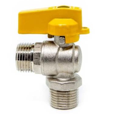 Imagem de Registro De Gás Esfera Angular 90° Rosca 1/2 Npt M/m Ou M/f Rosca: 1/2 Macho X Macho