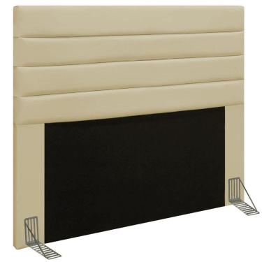 Imagem de Cabeceira Rubi Cama Box Casal 140cm Corino Bege