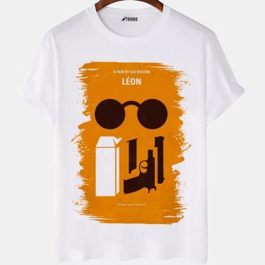 Imagem de Camiseta masculina Filme Léon Arte Minimalista Capa Camisa Blusa Branca Estampada