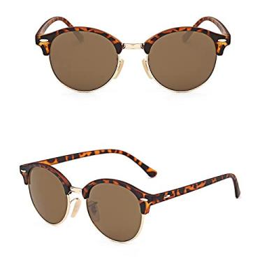 Imagem de Vintage Small Round Sunglasses Woman Retro Sun Glasses Female Fashion Half Frame Driving Shades Oculos De Sol,Leopard Brown,china