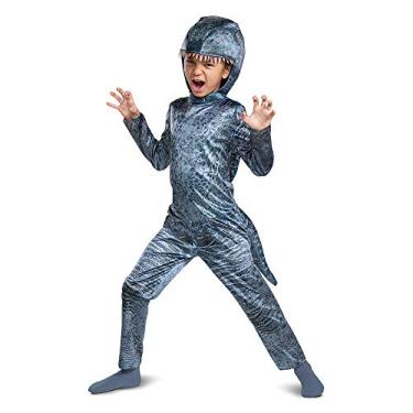 Imagem de Jurassic World Blue Velociraptor Costume for Kids, Dinosaur Outfit with Headpiece and Detachable Tail, Kids Size Medium (7-8)