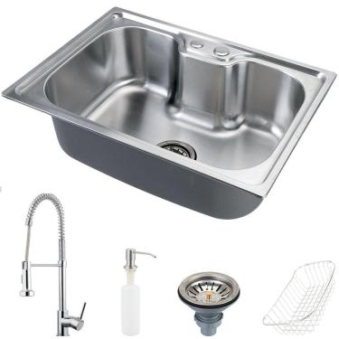 Imagem de Cuba Para Cozinha Gourmet Pia Aço Inox Com Acessórios Nawa 50 cm E Torneira Envira Pingoo.casa