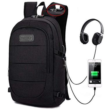 Imagem de Mochila, mochila para laptop executiva, bolsa de computador de viagem com porta de carregamento USB, porta de fone de ouvido para homens, mulheres, meninos e meninas..., Preto, 13-inch 14-inch 15-inch 15.6-inch
